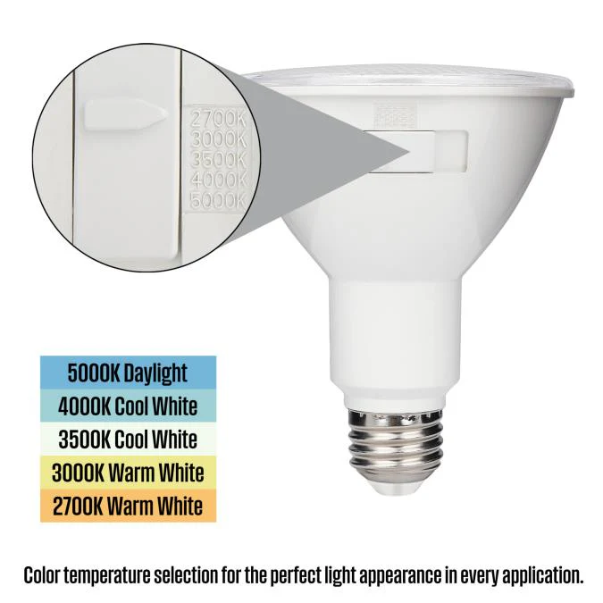 11 Watt (75 Watt Equivalent) PAR30 Flood Dimmable Indoor/Outdoor LED Light Bulb with Color Temperature Selection - Image 9