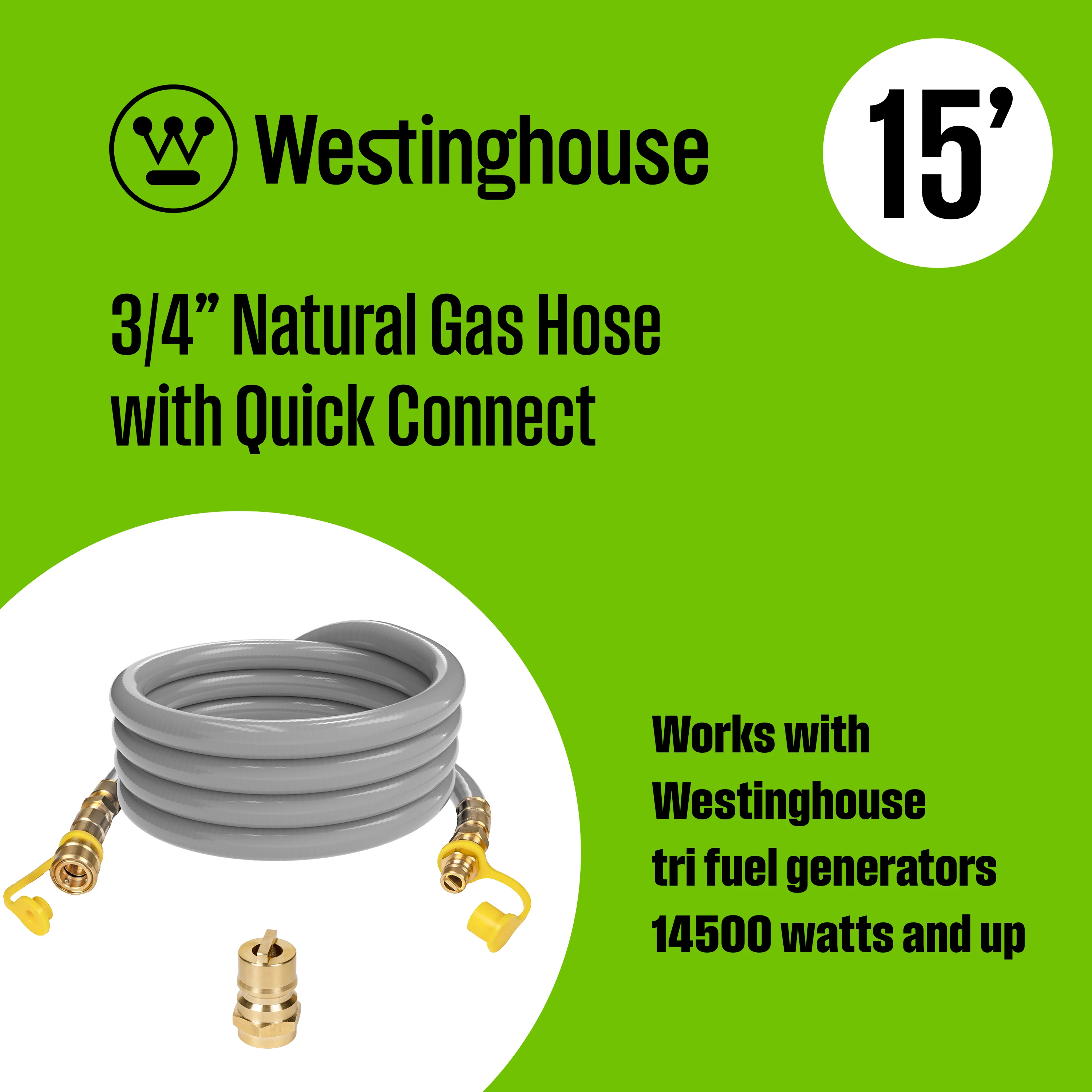 15' Natural Gas Hose: 3/4" Diameter - Image 2