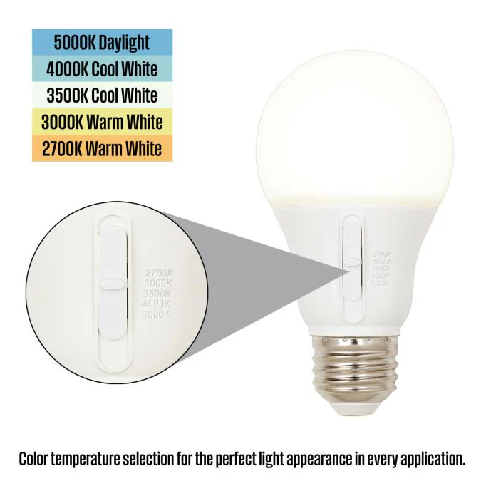 15 Watt (100-Watt Equivalent) Omni A19 Dimmable LED Light Bulb with Color Temperature Selection - Image 10
