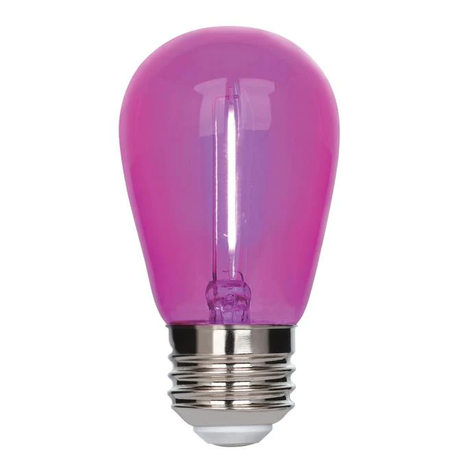 2 Watt (40 Watt Equivalent) S14 Filament LED Light Bulb, Pink - Image 3