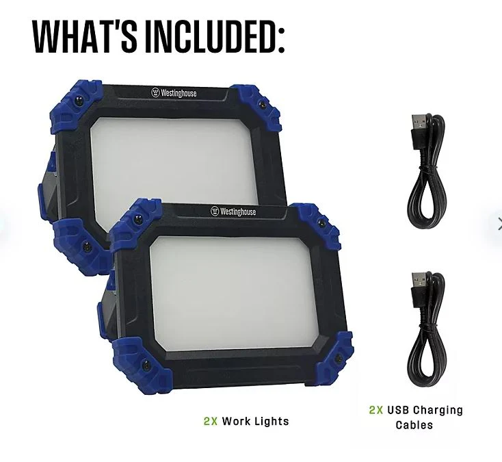 2000 Lumen Rechargeable LED Work Light, 2 Pack - Image 7