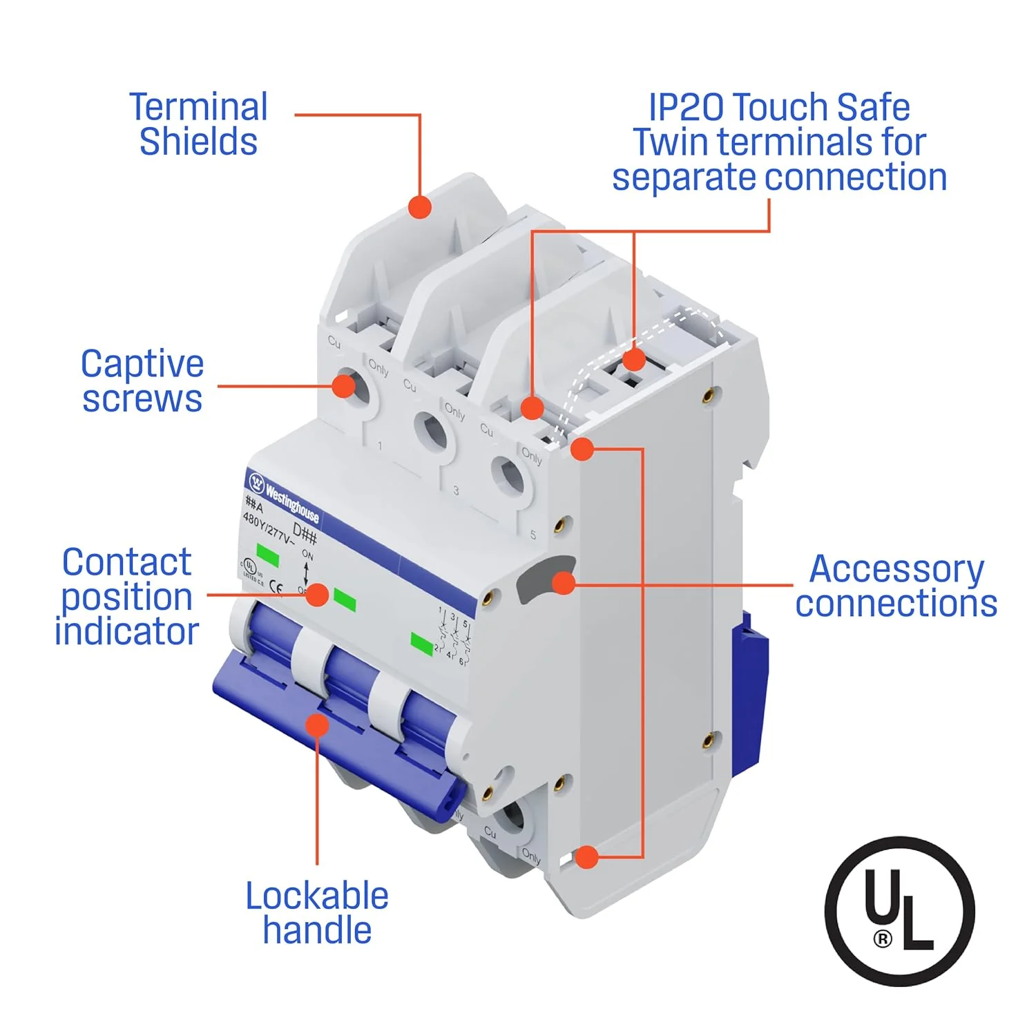 25A 3 Pole Miniature Circuit Breaker (D Curve) - Image 6
