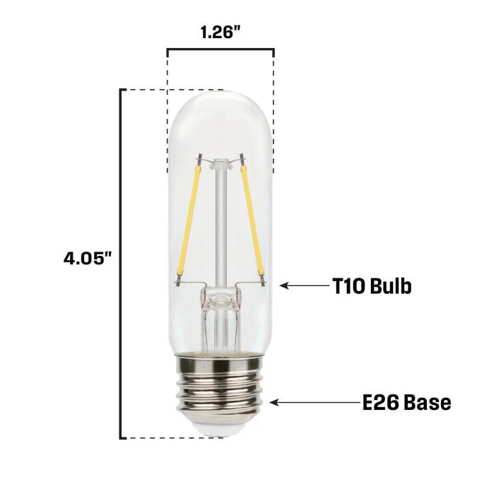 3.5 Watt (60 Watt Equivalent) T10 Dimmable Filament LED Light Bulb - Image 8