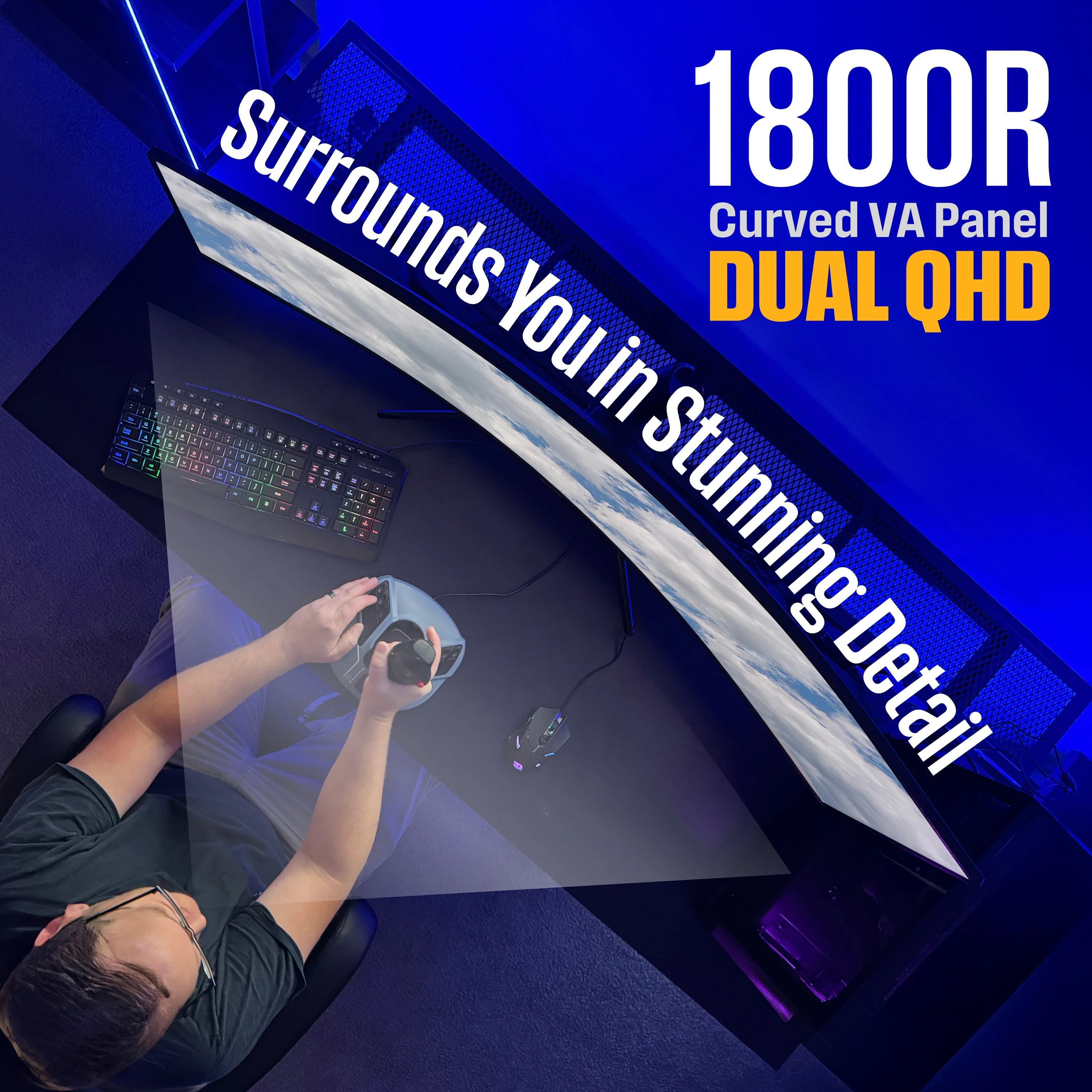 49" Curved Ultrawide Dual QHD Gaming Monitor, - Image 4