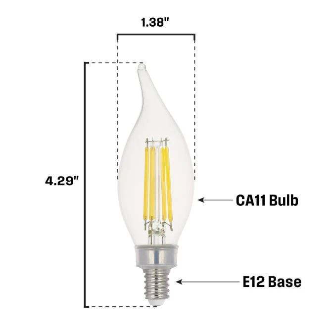 5.5 Watt (100 Watt Equivalent) CA11 Dimmable Filament LED Light Bulb - Image 9