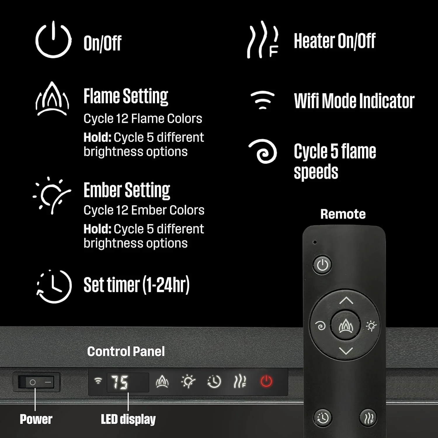 50 Inch Electric Fireplace Heater - Image 8