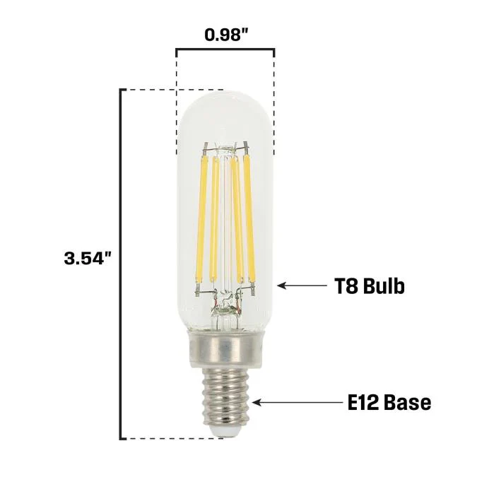 5W T8 Filament LED Dimmable Clear 2700K E12 (Candelabra) Base - Image 9