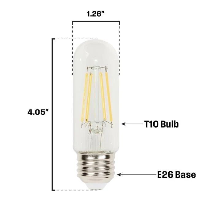 6.5W T10 Filament LED Dimmable Clear 2700K E26 (Medium) Base - Image 9