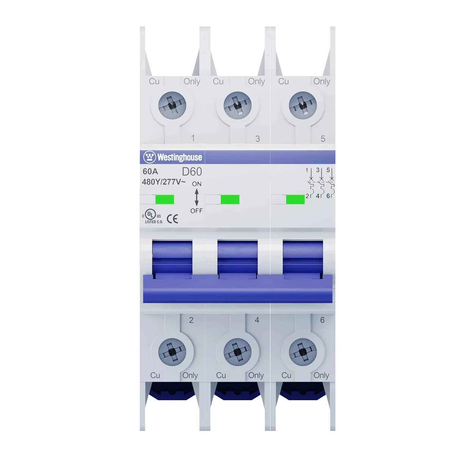 60A 3 Pole Miniature Circuit Breaker (D Curve) - Image 9