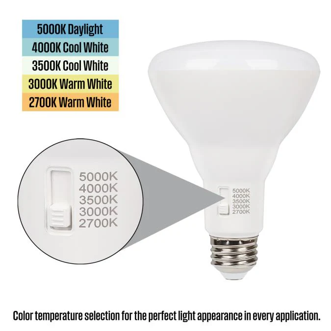 9 Watt (65 Watt Equivalent) BR30 Flood Dimmable LED Light Bulb with Color Temperature Selection - Image 9