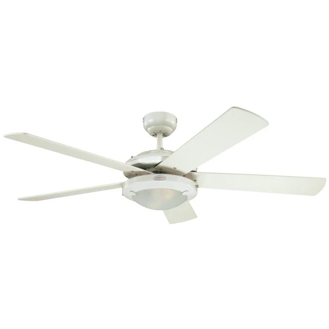 Comet 52-Inch Five-Blade Indoor Ceiling Fan, White Finish with Dimmable LED Light Fixture