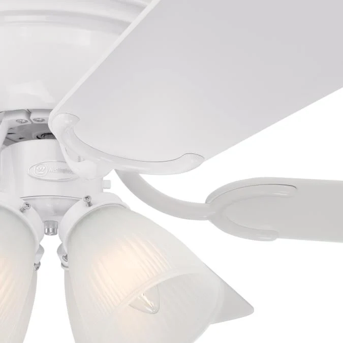 Contempra IV 52-Inch Five-Blade Indoor Ceiling Fan, White Finish with Dimmable LED Light Fixture - Image 4