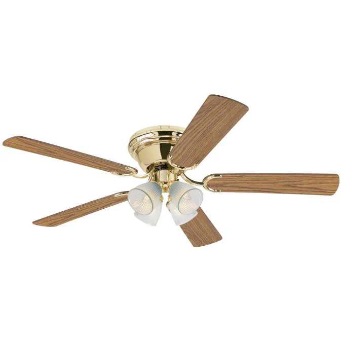 Contempra IV 52-Inch Five-Blade Indoor Ceiling Fan, Polished Brass Finish with Dimmable LED Light Fixture - Image 9