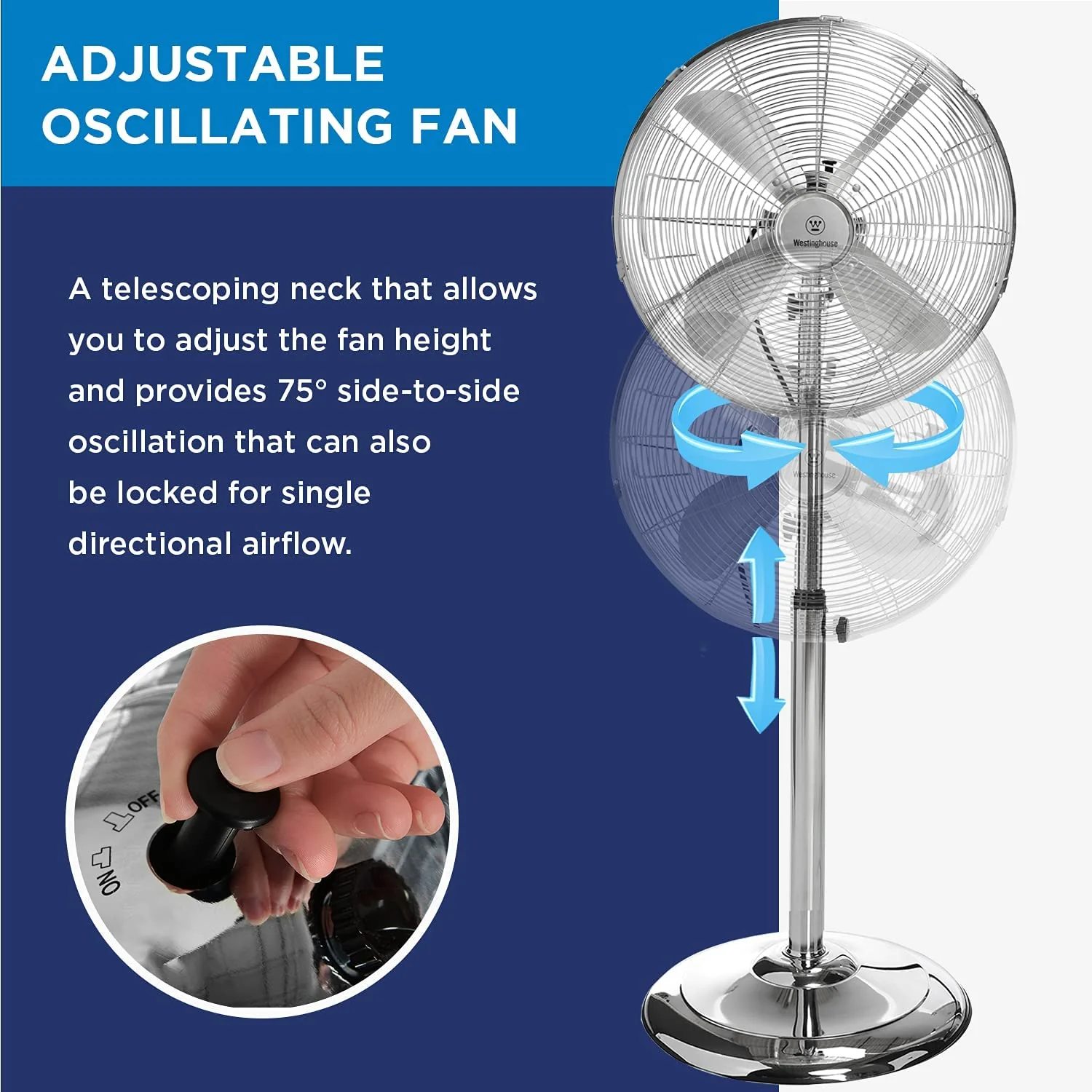 16" Vintage Metal Pedestal Fan Silver - Image 6