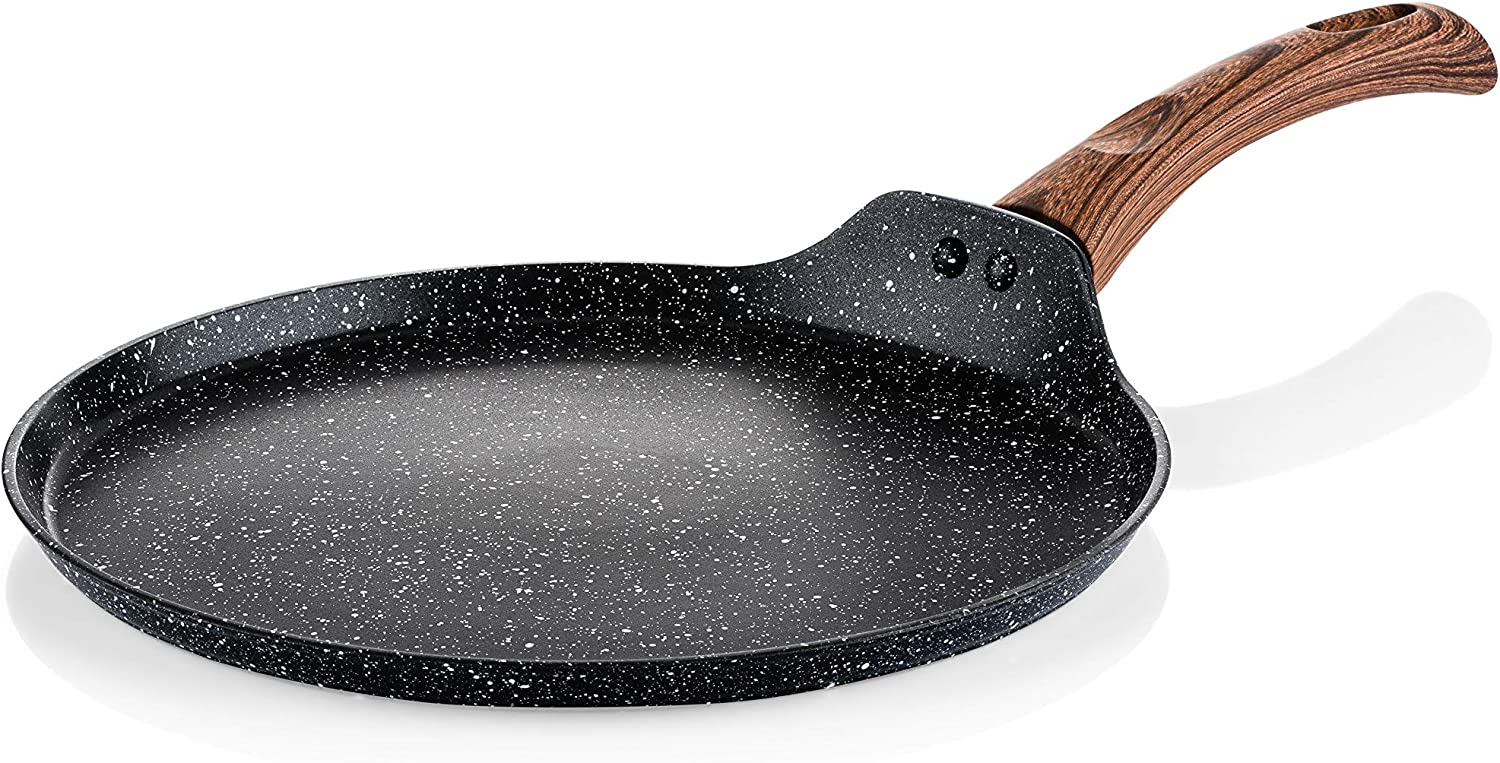 Gray and wood marble finish crepe pan (12.5")
