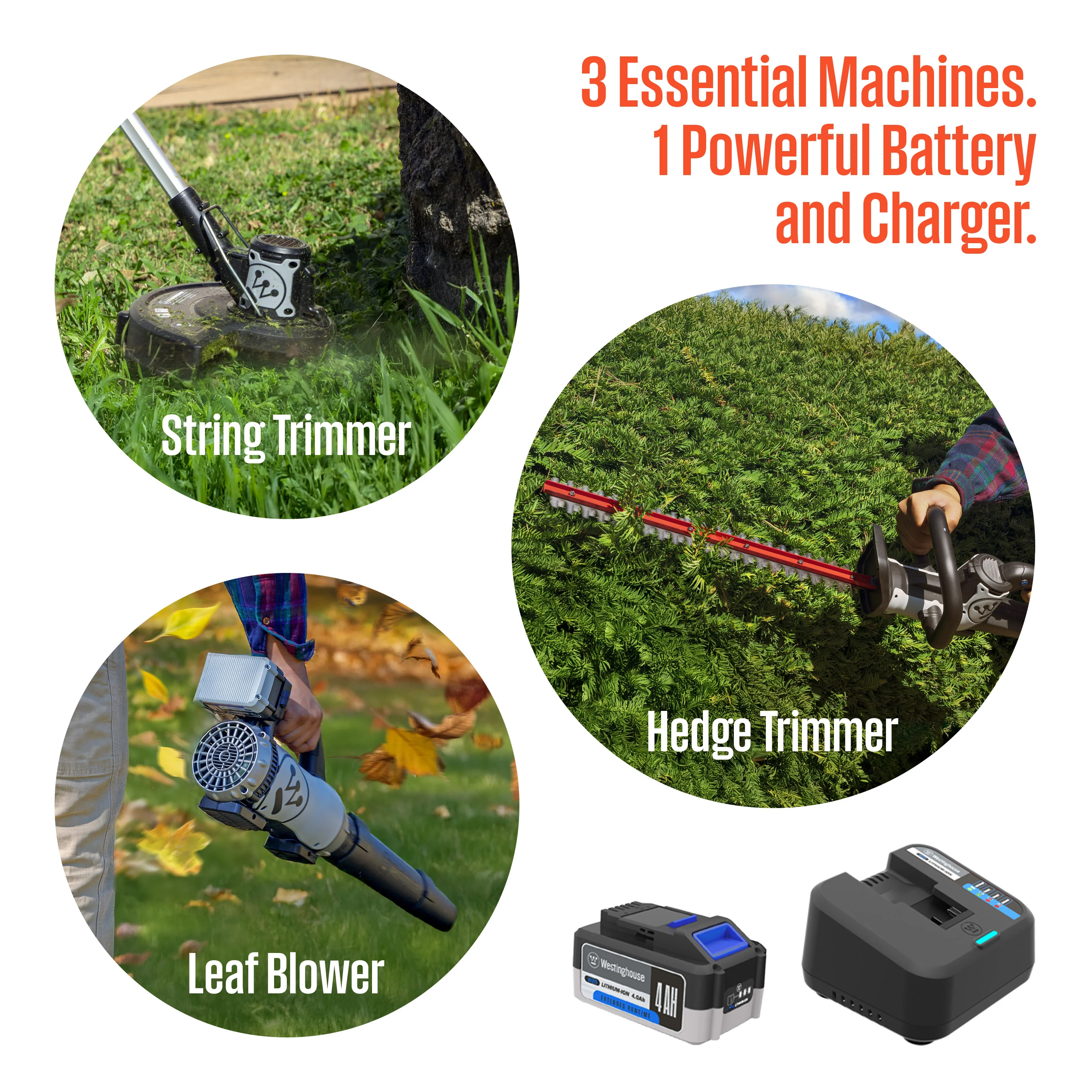 Cordless 20V Leaf Blower/Hedge Trimmer/String Trimmer Kit - Image 9