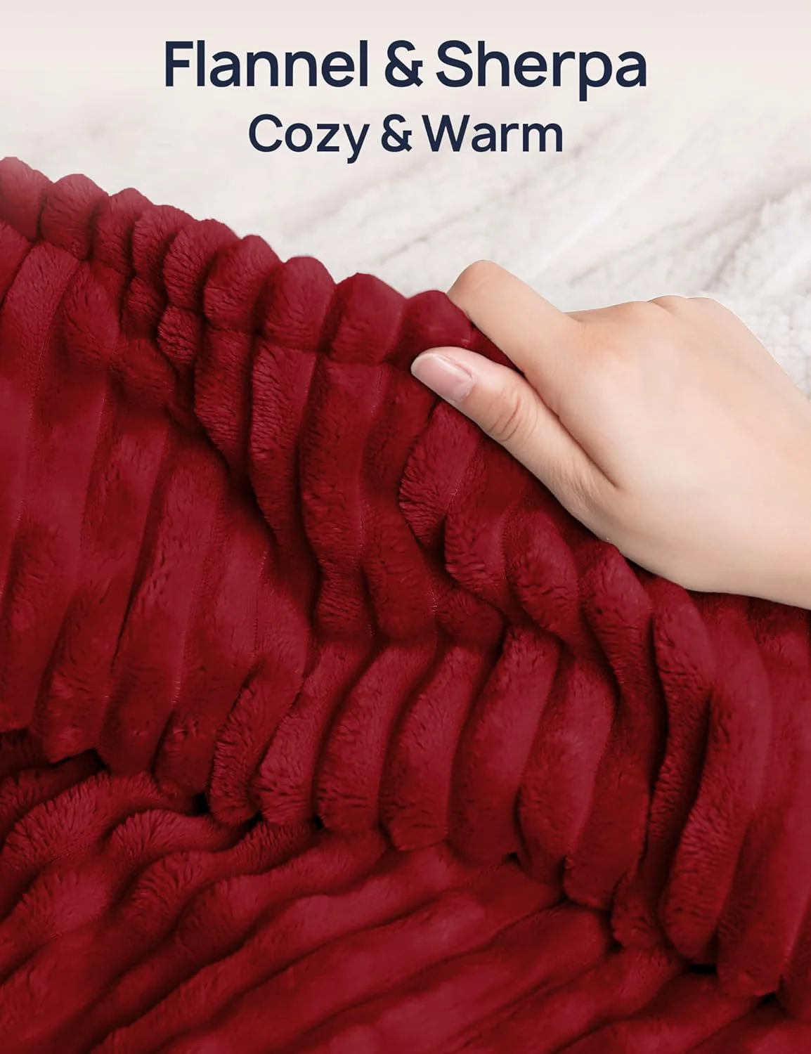 Electric Heated Throw 50" x 60", Red & Ivory - Image 2