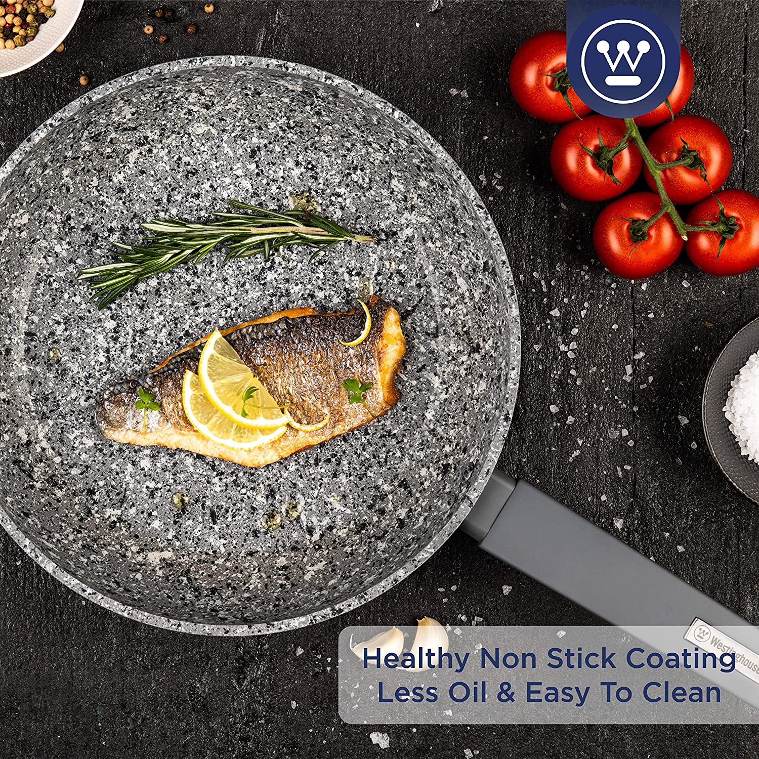 Gray granite marble finish frying pan (10.2") - Image 3