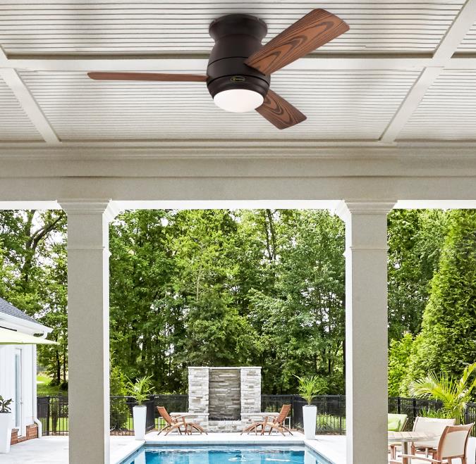 Halley 44-Inch Three-Blade Indoor/Outdoor Smart WiFi Ceiling Fan, Black-Bronze Finish with Dimmable LED Light Fixture, Remote Control Included - Image 3