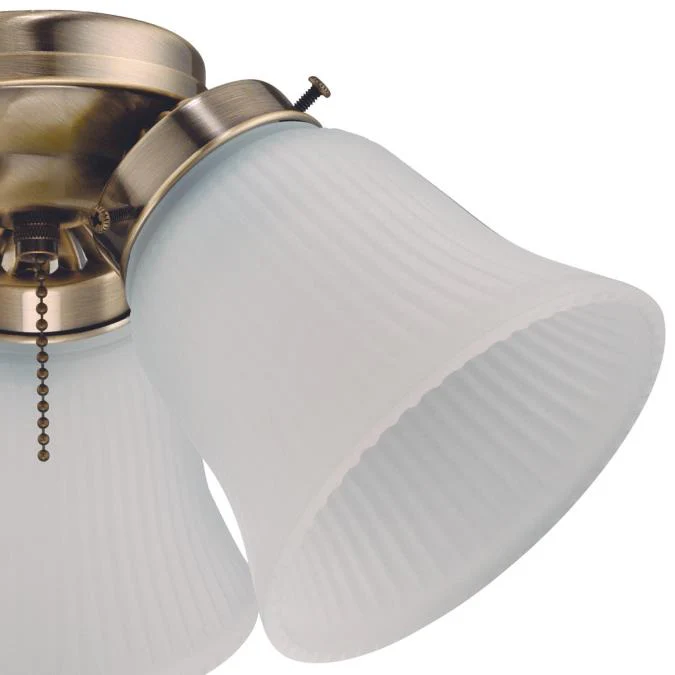 3 Light LED Cluster Light Kit, Antique Brass Finish, Frosted Ribbed Glass - Image 3