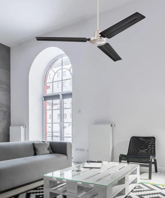 Jax Industrial-Style 56-Inch Three-Blade Indoor Ceiling Fan, Brushed Nickel Finish, Wall Control Included - Image 2
