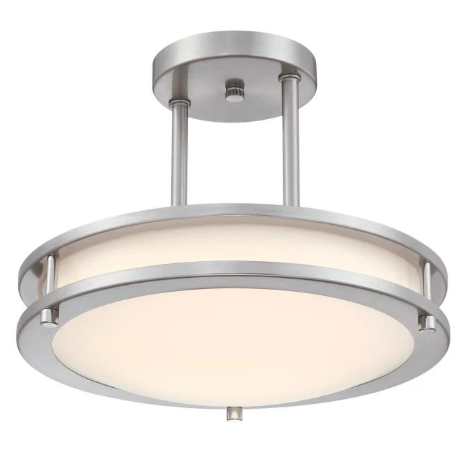 Lauderdale 12" LED Indoor Semi-Flush Mount Ceiling Fixture with Color Temperature Selection, Brushed Nickel