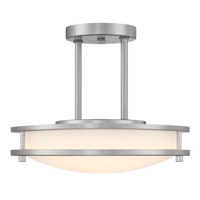 Lauderdale 12" LED Indoor Semi-Flush Mount Ceiling Fixture with Color Temperature Selection, Brushed Nickel - Image 2