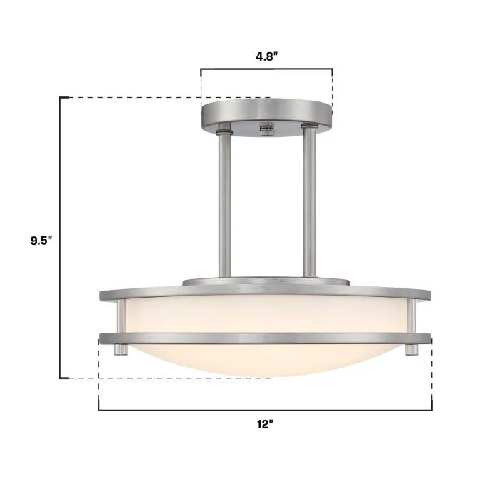 Lauderdale 12" LED Indoor Semi-Flush Mount Ceiling Fixture with Color Temperature Selection, Brushed Nickel - Image 9
