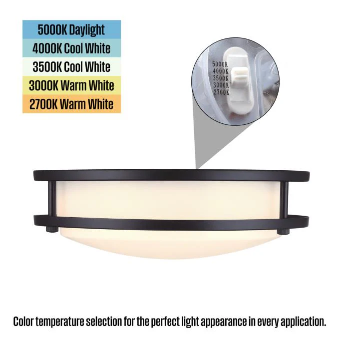 Lauderdale 11" LED Flush Mount Ceiling Fixture with Color Temperature Selection, Matte Black - Image 8