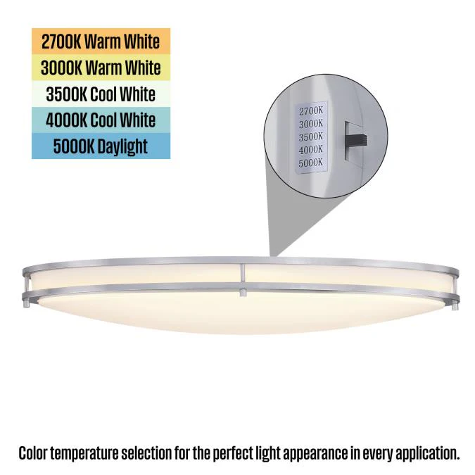 Lauderdale 33" LED Indoor Flush Mount Ceiling Fixture with Color Temperature Selection, Brushed Nickel - Image 8