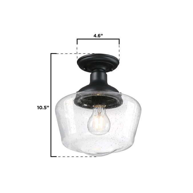 Scholar 9-Inch One-Light Outdoor Semi-Flush Mount Ceiling Fixture, Textured Black Finish - Image 2