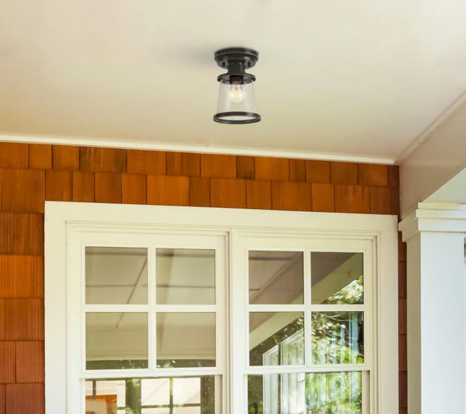 Emma Jane 7-Inch One-Light Outdoor Semi-Flush Mount Ceiling Fixture, Amber Bronze Finish - Image 3