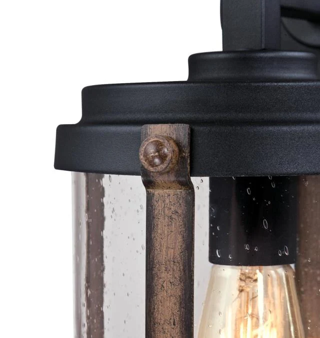 Armin One-Light Outdoor Wall Fixture, Textured Black Finish with Barnwood Accents - Image 3