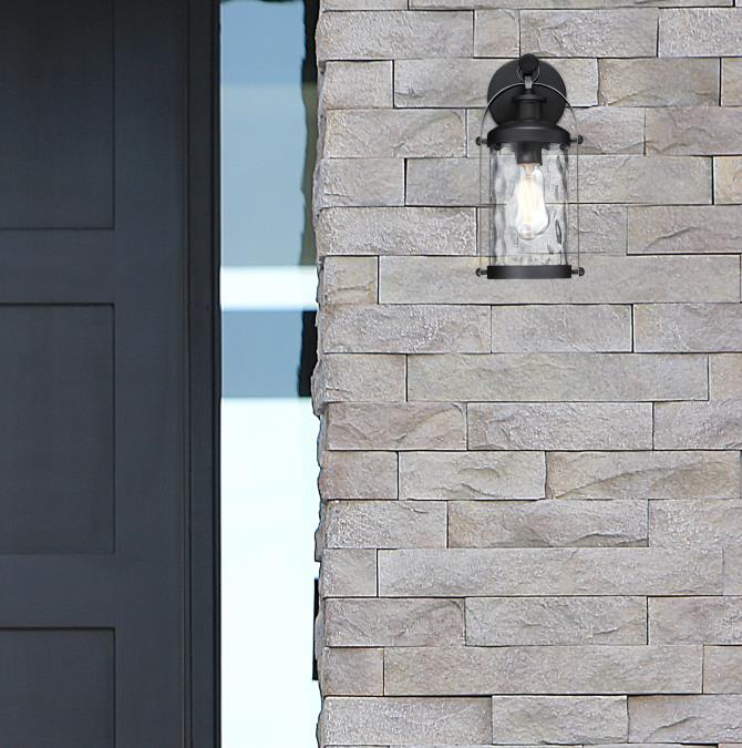 Courtland Grove One-Light Outdoor Wall Fixture, Matte Black and Antique Pewter Finish - Image 3