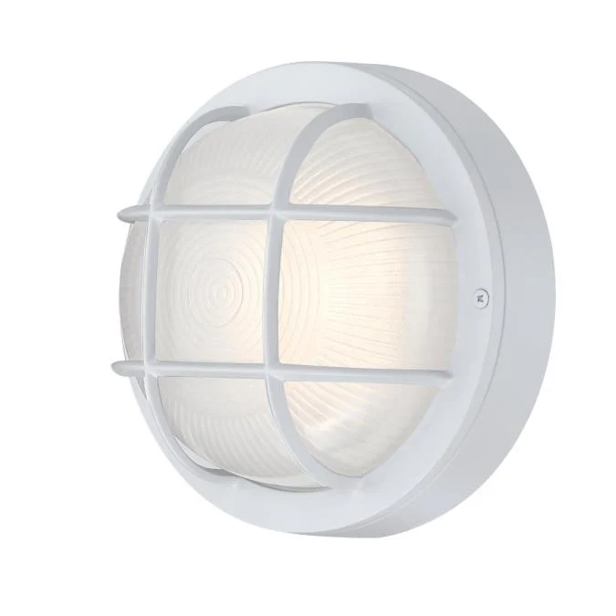 One-Light Dimmable LED Outdoor Wall Fixture, Textured White Finish