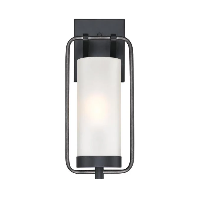Galtero One-Light Outdoor Wall Fixture, Matte Black and Distressed Aluminum Finish - Image 6