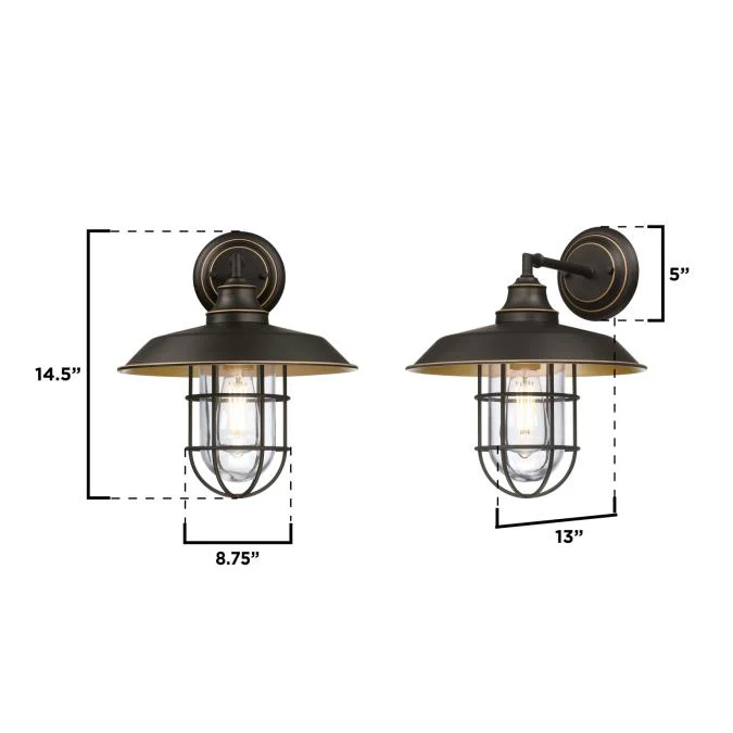 Iron Hill One-Light Outdoor Wall Fixture, Black-Bronze Finish with Highlights - Image 2