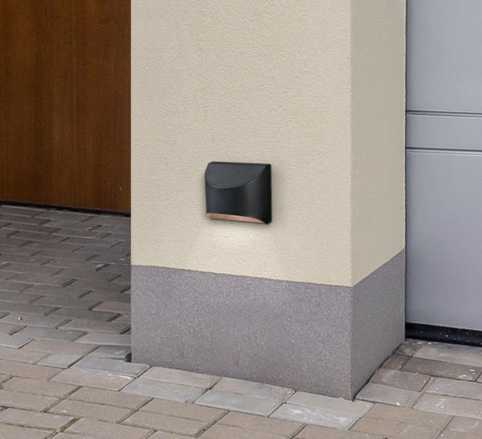 Nardella One-Light Dimmable LED Outdoor Wall Fixture, Textured Black Finish, Dark Sky Friendly - Image 4
