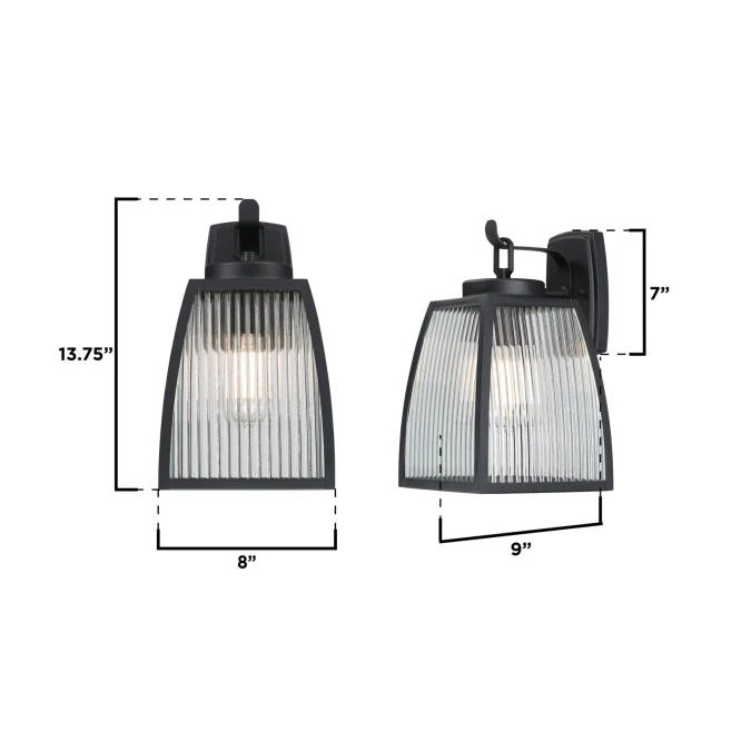 Niko One-Light Outdoor Wall Fixture, Textured Black Finish - Image 2
