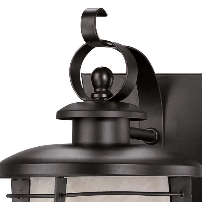 Senecaville One-Light Exterior Wall Lantern, Weathered Bronze Finish on Steel with White Alabaster Glass - Image 4
