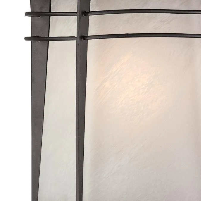 Senecaville One-Light Exterior Wall Lantern, Weathered Bronze Finish on Steel with White Alabaster Glass - Image 5