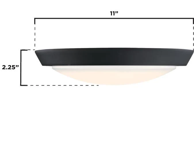 11-Inch 20-Watt LED Indoor Flush Mount Ceiling Fixture, Matte Black Finish, Acrylic Shade - Image 2
