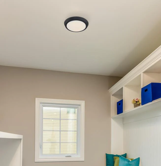 11-Inch 20-Watt LED Indoor Flush Mount Ceiling Fixture, Matte Black Finish, Acrylic Shade - Image 3