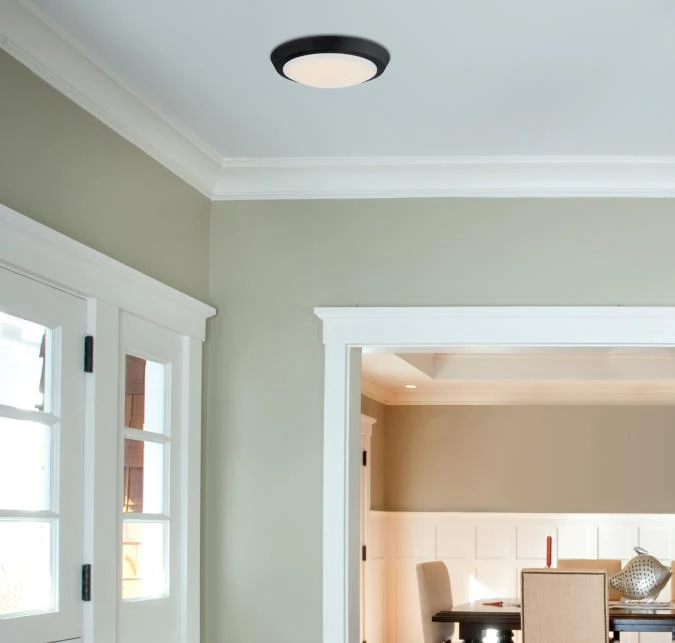 11-Inch 20-Watt LED Indoor Flush Mount Ceiling Fixture, Matte Black Finish, Acrylic Shade - Image 4