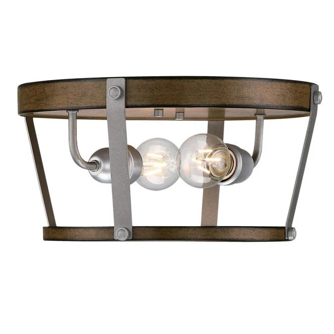 14 in. Elway 2 Light Flush, Barnwood Finish with Galvanized Steel Accents - Image 6