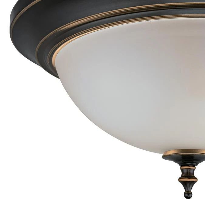 Harwell Two-Light Indoor Flush Mount Ceiling Fixture, Amber Bronze Finish - Image 3
