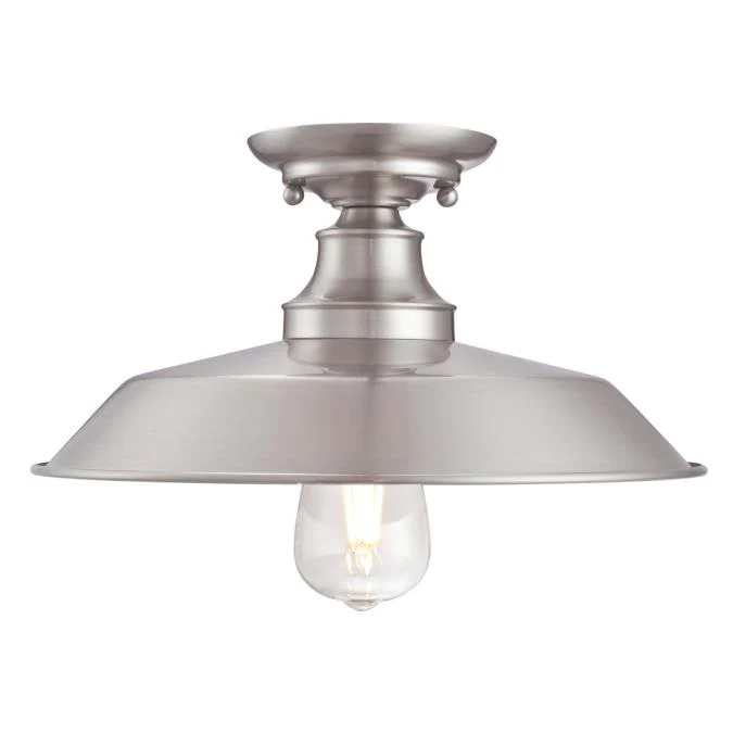 Iron Hill 12-Inch One-Light Indoor Semi-Flush Mount Ceiling Fixture, Brushed Nickel Finish - Image 6