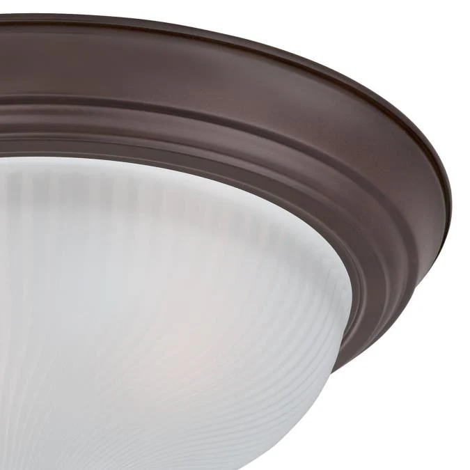 Two-Light Indoor Flush Ceiling Fixture, Oil Rubbed Bronze Finish with Frosted Swirl Glass, 2-Pack - Image 2