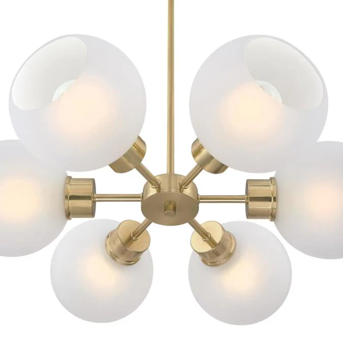 Dorney Six-Light Indoor Chandelier, Champagne Brass Finish - Image 6