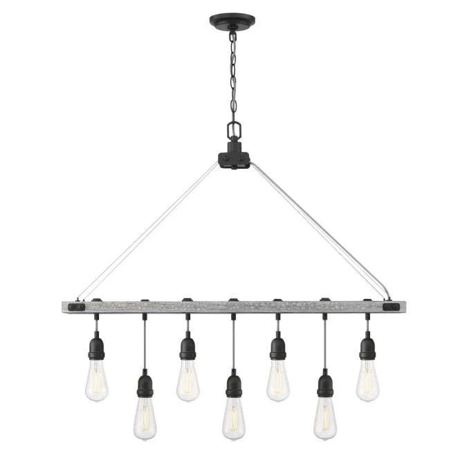Elway Seven-Light Indoor Chandelier, Antique Ash Finish with Matte Brushed Gun Metal Accents - Image 5
